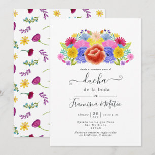 Watercolor Bloemen Spaanse Fiesta Bruiloft Shower Kaart