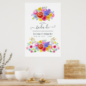 Watercolor Bloemen Spaanse Fiesta Bruiloft Welkom Poster (Keuken)