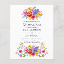 Watercolor Bloemen Spaanse Fiesta Quinceañera
