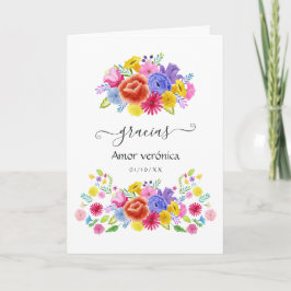Watercolor bloemen Spaanse Fiesta Quinceañera foto Bedankkaart