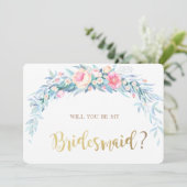 Watercolor Bloemen Stippen Bruidsmeisje Kaart (Staand voorkant)