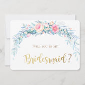 Watercolor Bloemen Stippen Bruidsmeisje Kaart (Voorkant)
