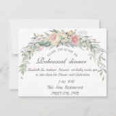 Watercolor Bloemen, Stippen Rehearsal Dinner Kaart (Voorkant)