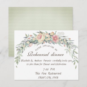 Watercolor Bloemen, Stippen Rehearsal Dinner Kaart