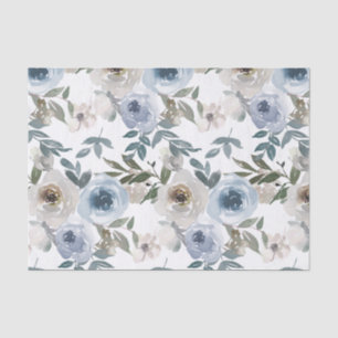 Watercolor Bloemen Stof Blauw Bloem  Halsdoek Wrap Tissuepapier