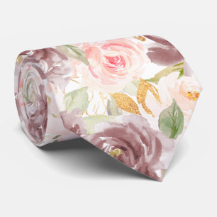 Watercolor Bloemen Stof Roze Blozend Roze Rozen   Stropdas