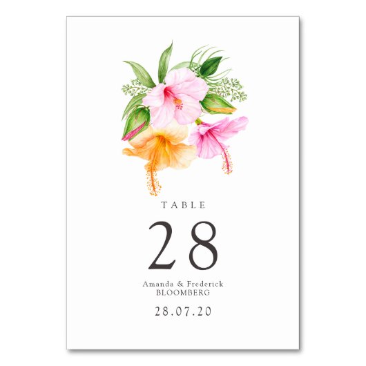 Watercolor Bloemen Strand Huwelijk Kaart (Voorkant)