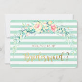 Watercolor Bloemen Strepen Bruidsmeisje Kaart (Voorkant)