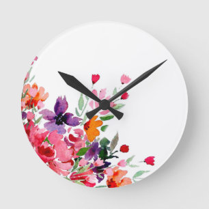 Watercolor Bloemen Tak Ronde Klok