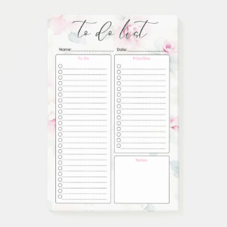 Watercolor bloemen takenlijst pastelbloemen post-it® notes