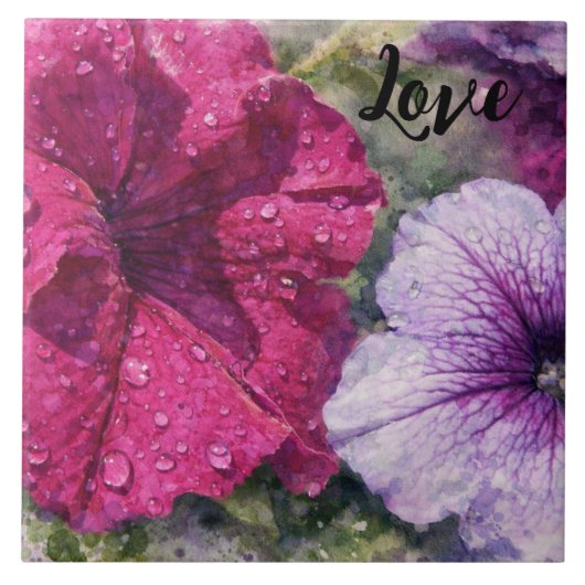 Watercolor Bloemen Tegeltje (Voorkant)