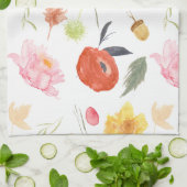 Watercolor Bloemen Theedoek (Gevouwen)