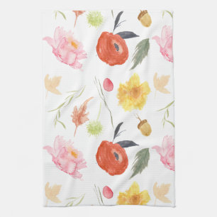 Watercolor Bloemen Theedoek