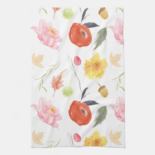 Watercolor Bloemen Theedoek (Verticaal)