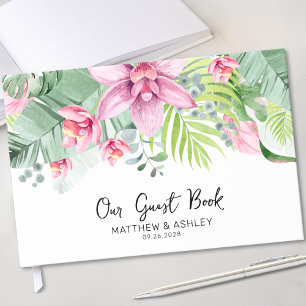 Watercolor Bloemen Tropisch Huwelijk Gastenboek