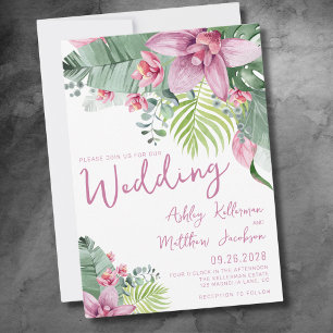 Watercolor Bloemen Tropische Bruiloft Kaart