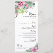 Watercolor Bloemen Tropische Bruiloft Menu (Voorkant)
