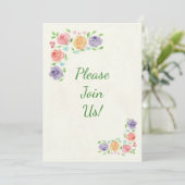 Watercolor Bloemen Trouw Uitnodiging (Staand voorkant)