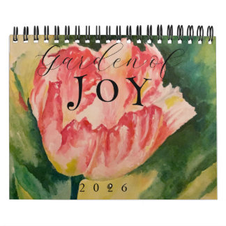 Watercolor Bloemen Twee Pagina's 12-Maanden Kalend Kalender