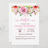 Watercolor Bloemen Uitnodiging (Voorkant / Achterkant)