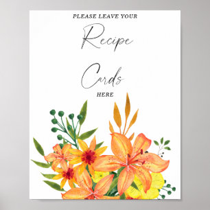Watercolor bloemen Uw receptenkaart hier Poster