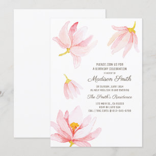 Watercolor Bloemen Verjaardagsfeest Uitnodiging