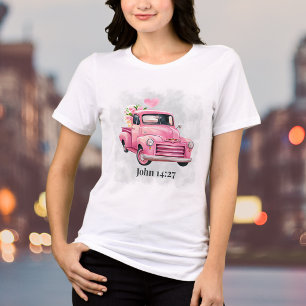 Watercolor Bloemen Vintage Roze Vrachtwagen Bijbel Tri-Blend Shirt