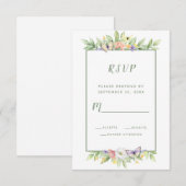 Watercolor Bloemen Vlinders Trouw Bijlage RSVP Kaartje (Voorkant / Achterkant)