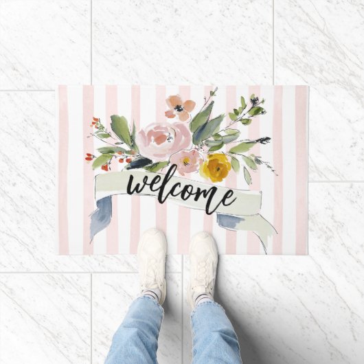 Watercolor Bloemen Welkom Deurmat (Binnen)