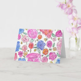 Watercolor Bloemen Wenskaart (Leeg Binnenkant) Kaart