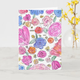 Watercolor Bloemen Wenskaart (Leeg Binnenkant) Kaart