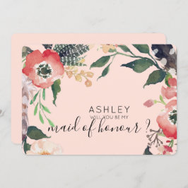 Watercolor Bloemen Wil je mijn Bruidsmeisje zijn N Kaart