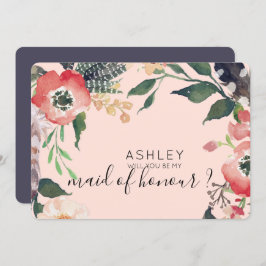 Watercolor Bloemen Wil Je Mijn Bruidsmeisje Zijn N Kaart