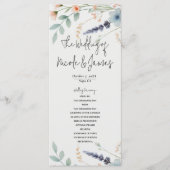 Watercolor Bloemen Wilde Bloem Bruiloftsprogramma Programmakaart (Voorkant)