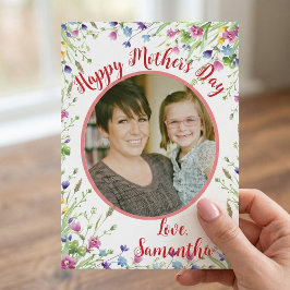 Watercolor Bloemen Wilde Bloemen Moederdagkaart Feestdagenkaart