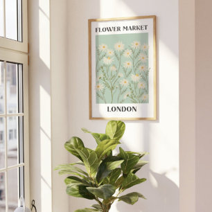 Watercolor Bloemen Witte Madeliefjes Bloemenmarkt Poster