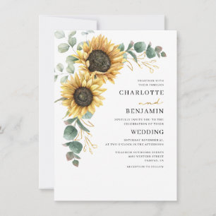Watercolor Bloemen Zonnebloem Eucalyptus Bruiloft Kaart
