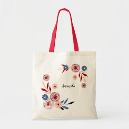 Watercolor bloemenboeket, gepersonaliseerde boodsc tote bag