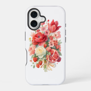 Watercolor Bloemenboeket met Vruchten en Parels – iPhone 16 Hoesje