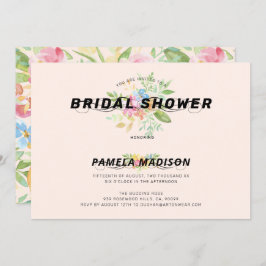 Watercolor bloemenboeket & moderne typografie kaart