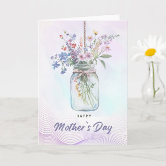 Watercolor Bloemenboeket Moederdagkaart Kaart