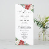 Watercolor bloemenboeket winter trouwceremonie programmakaart (Staand voorkant)
