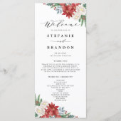 Watercolor bloemenboeket winter trouwceremonie programmakaart (Voorkant)