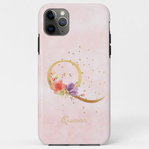 Watercolor bloemendecor monogram naam initiaal Q l Case-Mate iPhone Case