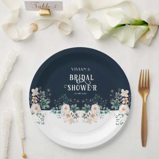 Watercolor Bloemendiepe Bruidsdouche in de Droom Papieren Bordje (Huwelijk)