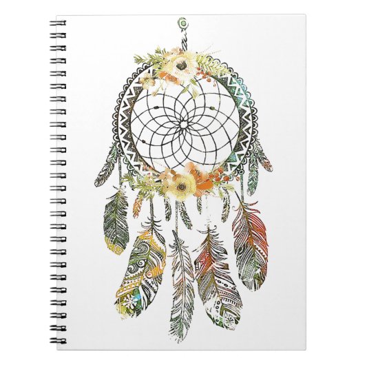 Watercolor bloemendreamcatcher notitieboek (Voorkant)