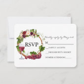 Watercolor Bloemendruiven Winged Wreath Bruiloft RSVP Kaartje (Voorkant)