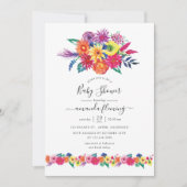 Watercolor Bloemenfeest Baby Shower Kaart (Voorkant)