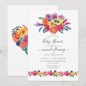 Watercolor Bloemenfeest Baby Shower Kaart (Voorkant / Achterkant)