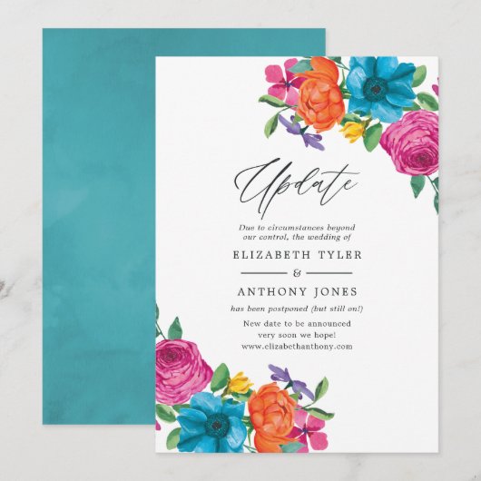 Watercolor Bloemenfeest Bruiloft Update Kaart (Voorkant / Achterkant)